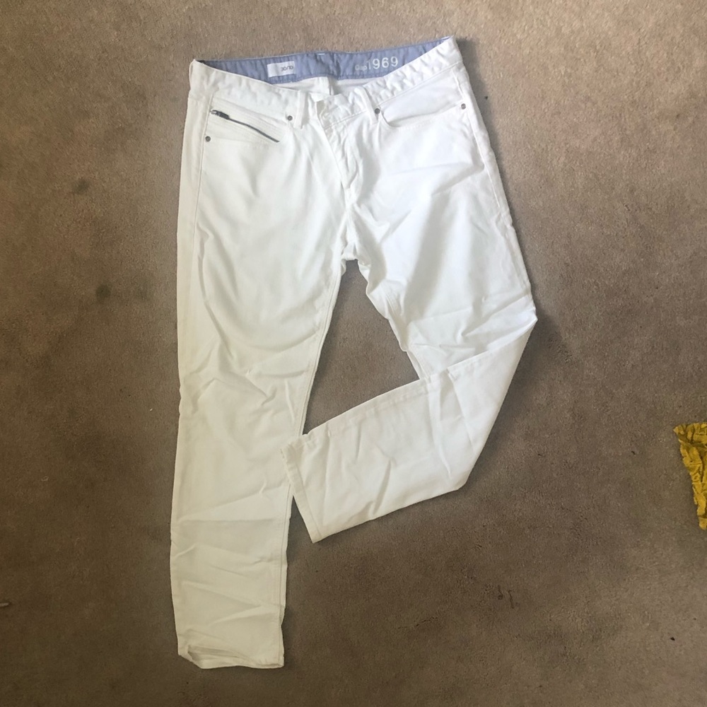 Gap 1969 Cropped White Jean Zipper Pocket